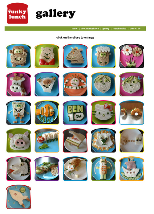 funky lunch: página de creativos sandwiches para niños