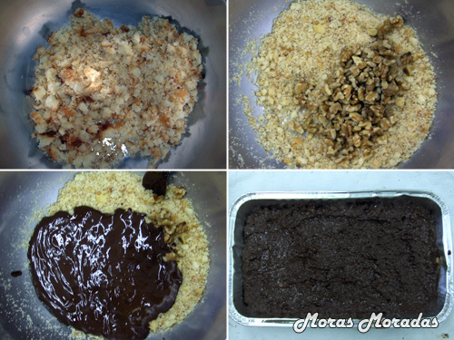 preparación del turrón de chocolate