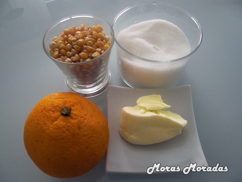 ingredientes para hacer palomitas con azúcar de naranja